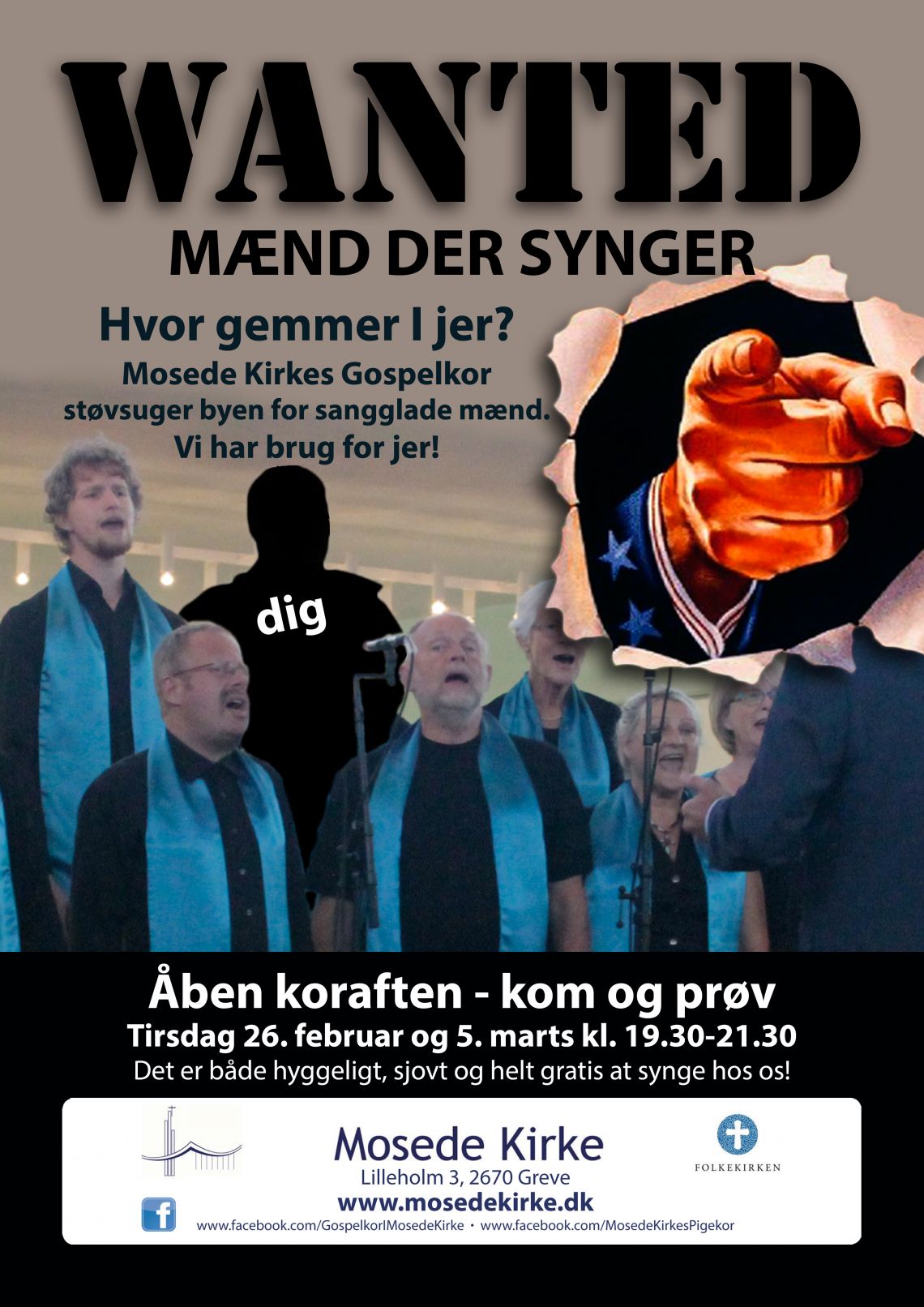 WANTED Mænd der synger - åben koraften med Mosede Kirkes Gospelkor